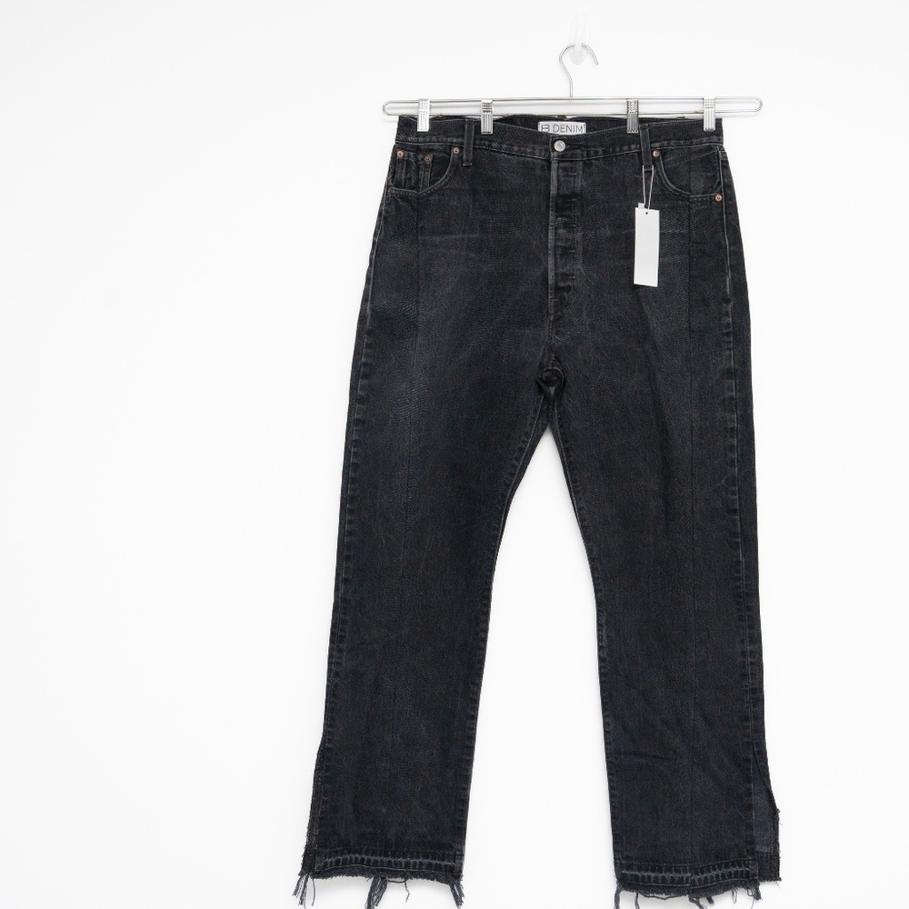 EB DENIM‎  - Vintage Unraveled distressed high-rise straight-leg jeans